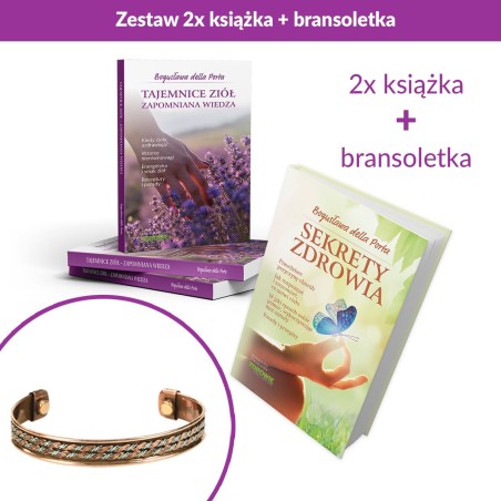 Zestaw: Sekrety Zdrowia + Tajemnice Ziół. Zapomniana Wiedza - Bogusława della Porta + bransoletka - 2419