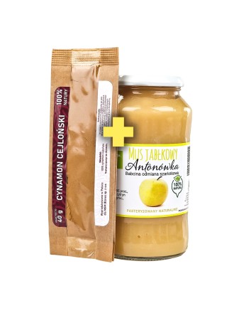 Zestaw: Mus jabłkowy - Antonówka - 720 g + Cynamon cejloński 40 g - 2829